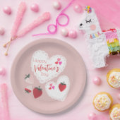 ハートとイチゴ幸せなバレンタインデー ペーパープレート (パーティー)