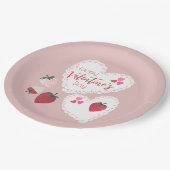 ハートとイチゴ幸せなバレンタインデー ペーパープレート (アングル)