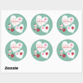 ハートとイチゴ幸せなバレンタインデー ラウンドシール (シート)