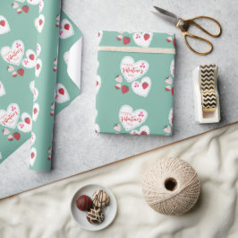 ハートとイチゴ幸せなバレンタインデー ラッピングペーパー