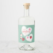 ハートとイチゴ幸せなバレンタインデー リキュールボトルラベル (正面)