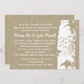 ハートとイニシャルが彫られた白樺の木 招待状 (正面/裏面)