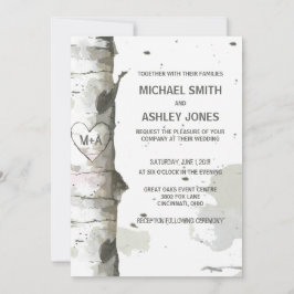 ハートとイニシャル結婚式招待状 招待状