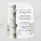 ハートとイニシャル結婚式招待状 招待状 (正面/裏面)