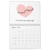 ハートとインスピレーションのフレーズ カレンダー (2月 2027)