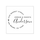 ハートとエレガントスクリプトの新しい結婚差出人住所 ラバースタンプ (インプリント)