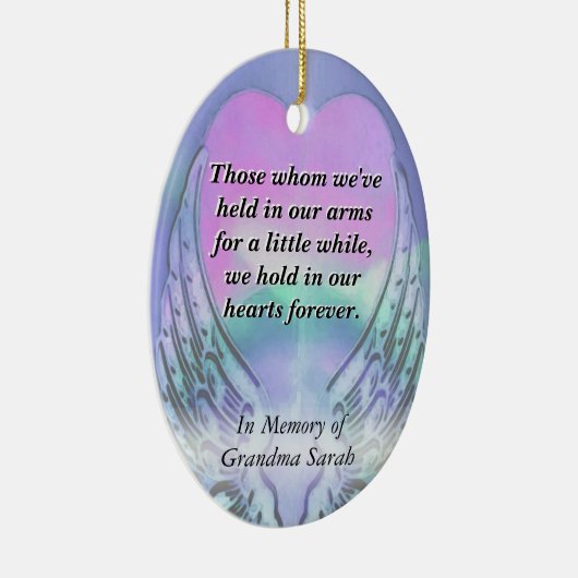 ハートとエンジェルウィングス記念碑 セラミックオーナメント (右)