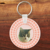 ハートとカスタムタビーキャットの写真 キーホルダー (正面)
