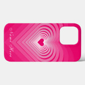 ハートとカスタムネーム入りピンクiPhoneケース Case-Mate iPhoneケース (裏面 (横))