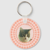 ハートとカスタムTabby Cat写真 キーホルダー (正面)