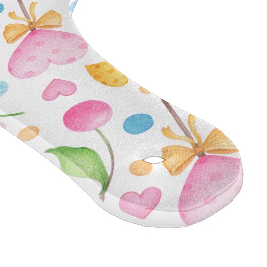 ハートとカップケーキ楽しい水彩パターン カッティングボード (角)