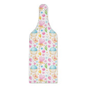 ハートとカップケーキ楽しい水彩パターン カッティングボード (正面)