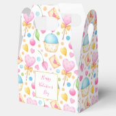 ハートとカップケーキ楽しい水彩パターン フェイバーボックス (オープン)