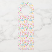 ハートとカップケーキ楽しい水彩パターン ボトルネックタグ (裏面)