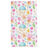 ハートとカップケーキ水の色パターンありがとうありがとう スモールペーパーバッグ (裏面)