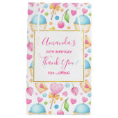 ハートとカップケーキ水の色パターンありがとうありがとう スモールペーパーバッグ (正面)