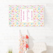 ハートとカップケーキ水彩パターンベビーシャワー 横断幕 (インサイチュ)