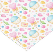 ハートとカップケーキ甘い水の色のパターン ショートテーブルランナー (コーナー)