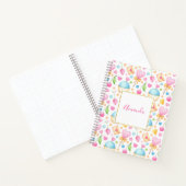 ハートとカップケーキ甘い水の色のパターン ノートブック (内部)