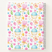 ハートとカップケーキ甘い水の色のパターン ノートブック (裏面)