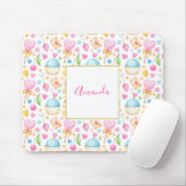 ハートとカップケーキ甘い水の色のパターン マウスパッド (マウス)