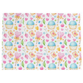 ハートとカップケーキ甘い水の色のパターン ラージペーパーバッグ (裏面)