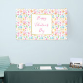 ハートとカップケーキ甘い水の色のパターン 横断幕 (トレードショー)