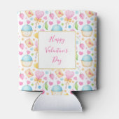 ハートとカップケーキ甘い水の色のパターン 缶クーラー (裏面)