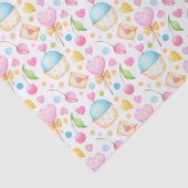 ハートとカップケーキ甘い水の色のパターン 薄葉紙 (詳細)