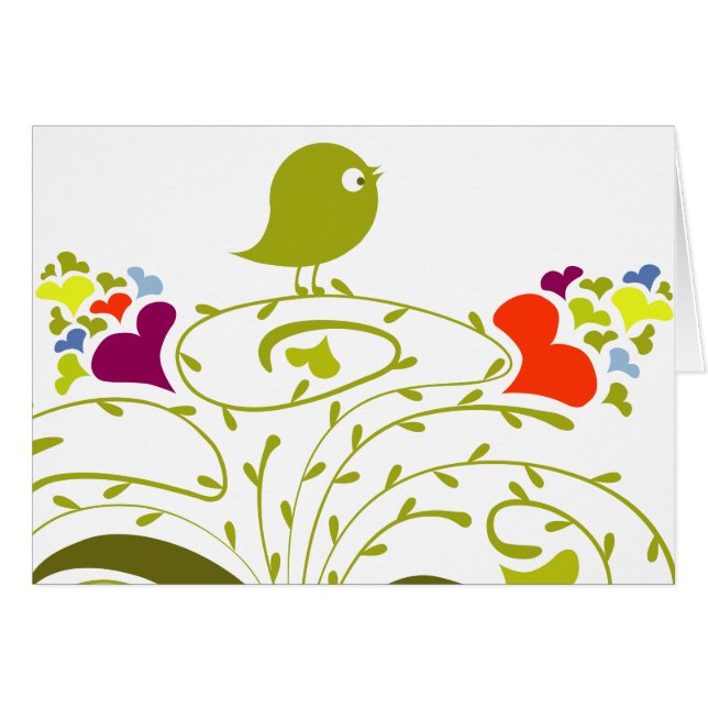 ハートとカワイイの木の上のバーディー (正面横)