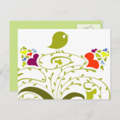 ハートとカワイイの木の上のバーディー ポストカード (正面/裏面)