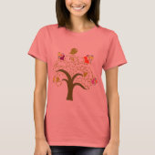 ハートとカワイイの木の上のバーディー Tシャツ (正面)
