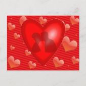 ハートとキスするカップルのハートだらけのポストカード ポストカード (正面)