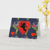 ハートとキューピッドのオリジナルアート 折りたたみ式グリーティングカード カード (黄色い花)