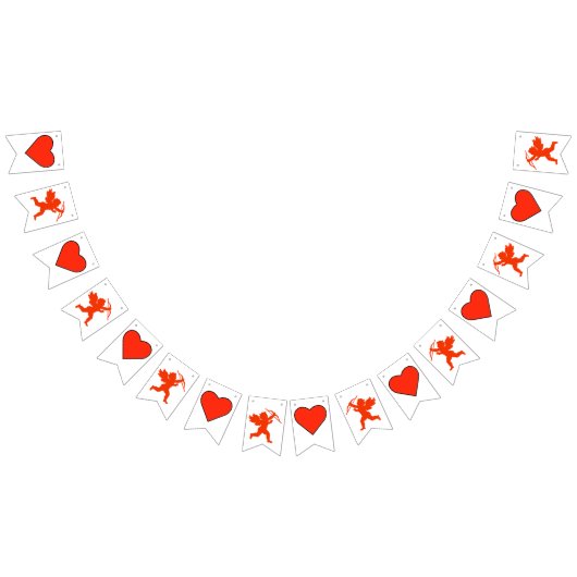 ハートとキューピッドバレンタインデーのバナー バンティングフラッグ (全)