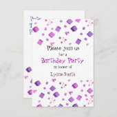 ハートとキューブの誕生日招待状 招待状 (正面/裏面)