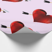 ハートとクロムアローズのピンクのラッピング紙 ラッピングペーパー (角)