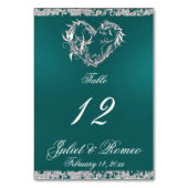 ハートとグリッター-ティール(緑がかった色)テーブル番号 テーブルナンバー (裏面)