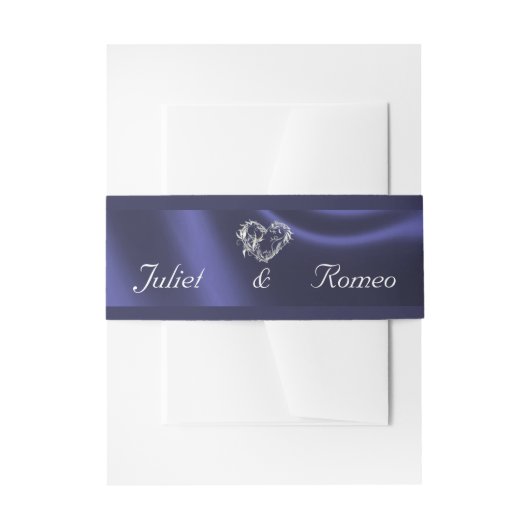 ハートとグリッター – ブルー結婚ズ 招待状ベリーバンド (正面例)