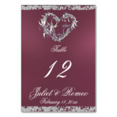 ハートとグリッター – ラベンダーテーブル番号 テーブルナンバー (裏面)