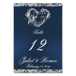 ハートとグリッター – 青いテーブル番号 テーブルナンバー