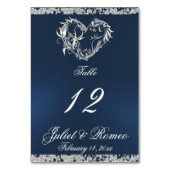 ハートとグリッター – 青いテーブル番号 テーブルナンバー (裏面)