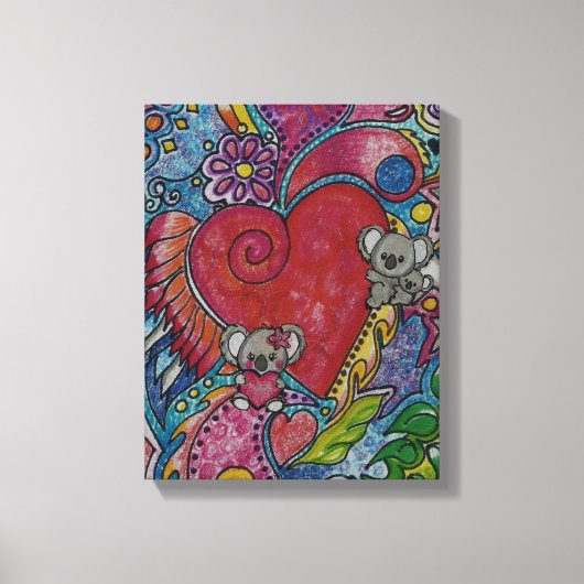 ハートとコアラス キャンバスプリント (正面)