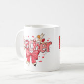 ハートとコケットボウデザイン先生鑑賞 コーヒーマグカップ (正面左)