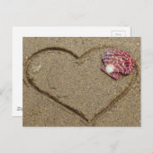 ハートとシェルのビーチ ポストカード (正面/裏面)