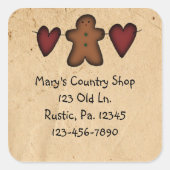 ハートとジンジャーブレッドのシール スクエアシール (正面)