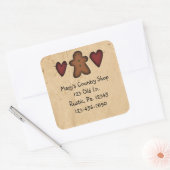 ハートとジンジャーブレッドのシール スクエアシール (封筒)