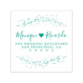 ハートとスクリプト結婚のカップル差出人住所 セルフインキングスタンプ