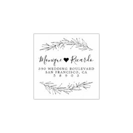 ハートとスクリプト結婚のカップル差出人住所 ラバースタンプ