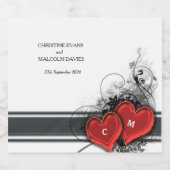 ハートとスクロール スパークリングワインラベル (シングルラベル)